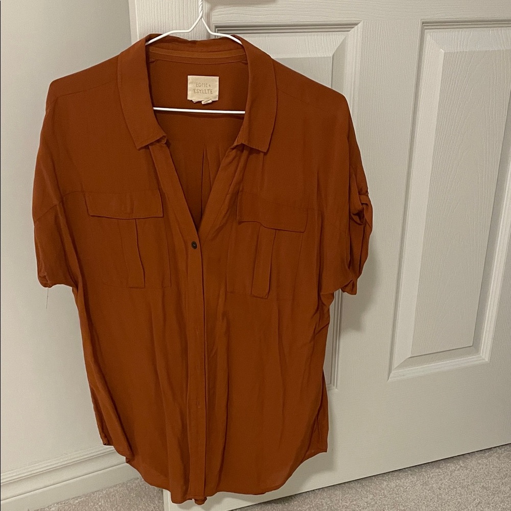 Women's Terracotta Orange Button-Down Shirt
